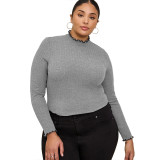 Fall Winter Plus Size Women's Mock Neck Long Sleeve Slim Fit Basic Shirt Top