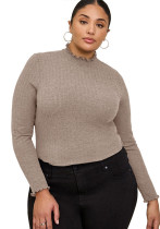 Fall Winter Plus Size Women's Mock Neck Long Sleeve Slim Fit Basic Shirt Top