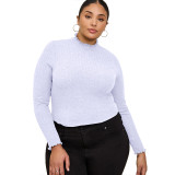 Fall Winter Plus Size Women's Mock Neck Long Sleeve Slim Fit Basic Shirt Top