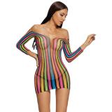 Sexy Pajamas Colorful Long-Sleeved Bodycon Night Dress Sexy Temptation Sexy Lingerie