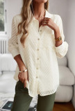 Solid Color Shirt Autumn Ladies Chic Career Jacquard Long Sleeve Shirt