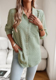 Solid Color Shirt Autumn Ladies Chic Career Jacquard Long Sleeve Shirt