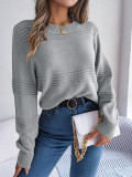 Wind Autumn Winter Casual Solid Color Long-Sleeved Knitting Pullover Sweater Women's Clothing