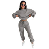 Fall Winter Solid Color Long Sleeve Hoodie Pants Women's Fashion Casual Tracksuit Two Piece Set