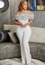 Sexy Tight Fitting Off Shoulder Ruffled Jumpsuit