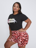 Print Short Sleeve Plus Size T-Shirt