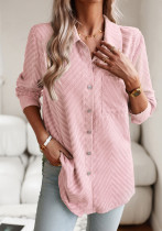 Solid Color Shirt Autumn Ladies Chic Career Jacquard Long Sleeve Shirt