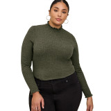 Fall Winter Plus Size Women's Mock Neck Long Sleeve Slim Fit Basic Shirt Top