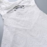 Women Summer Sexy Lace-Up Corset Backless Embroidered Lace Dress