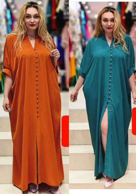 Plus Size Women African Button Dress