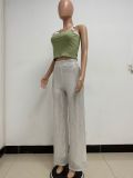 Women Summer Casual Sequin Loose Wide Leg Pants