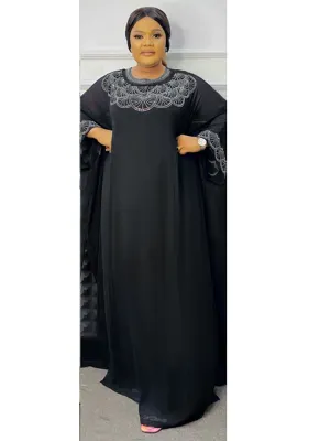 Plus Size African Women Loose Chiffon Dress + Sleeveless Dress Two-piece Set