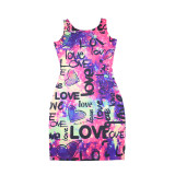 Women Sleeveless Printed Bodyson Dress