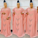 Plus Size Africa Women Beaded +Sleeveless Dress Two-Piece Set