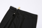 Summer Women Solid Color Crop Strapless Sexy High Waist Tight Fitting Butt Lift Pants Set