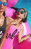 Sexy Spring Summer Women's Pink Lips One Piece Swimsuit