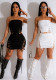 Ladies Solid Color Rope Zipper Sleeveless Skirt Two-Piece Set