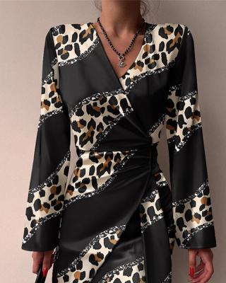 Trendy Digital Print Chic Gown Long Sleeve Shirt Casual Fashion Maxi Dress