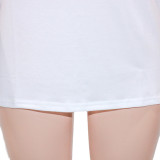 Fashion Ladies Casual Letter Print Round Neck Short Sleeve T-Shirt