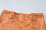 Women's Autumn And Winter Fashion Crop Zipper Long Sleeve Top Slim Belt Skirt Two Piece Set For Women