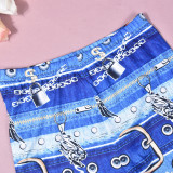 Women's Round Neck Loose Top Sexy Fashion Print Two Piece Pants Set
