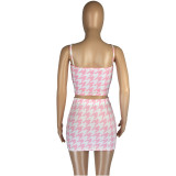 Ladies Houndstooth Tank Top Skirt Set Two-Piece Set