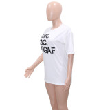 Fashion Ladies Casual Letter Print Round Neck Short Sleeve T-Shirt