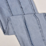 Women Summer Fashion Pocket Patchwork Denim Pants