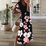 Women Loose Casual Print Short Sleeve Dress