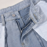 Women Summer Fashion Pocket Patchwork Denim Pants