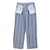 Women Summer Fashion Pocket Patchwork Denim Pants