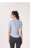 Women Summer Round Neck Breathable Short Sleeve Running Mesh Sports T-Shirt