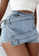 Plus Size Women's A-Line High Waist Irregular Wide-Leg Shorts Women's Summer Slim Fit Denim Skirt Shorts Trendy