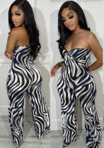 Sexy Printed Halter Neck Lace-Up Printed Stretch Bootstrap Sleeveless Jumpsuit
