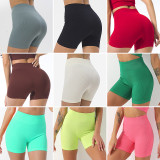 Butt Lift High Waist Seamless Yoga Pants Women's Peach Hip Tight Fitting Sweatpants Quick Dry Ribbed Gym Shorts