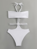 Women's solid color one-piece swimsuit sexy bikini