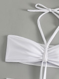 Women's solid color one-piece swimsuit sexy bikini