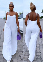 Sexy Solid Color Wide Leg Casual Jumpsuit