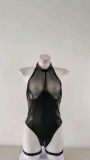 Sexy lingerie sexy women's hollow fishnet one-piece patent leather underwear
