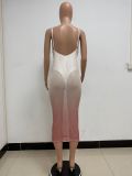 Women Holidays Sleeveless Backless Ombre Sequin Strap Dress