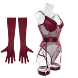 Sexy Lingerie Lace-Up Patchwork Slim Fit with Gloves Three-Piece