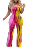 Women's Sexy Print Camisole Jumpsuit Bell Bottom Pants