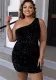 Plus Size Women's One Shoulder Sequin Ladies Dress
