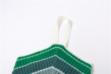 Summer women's jacquard knitting contrast color Halter Neck high waist slim skirt set