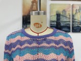 Two-piece Autumn/Winter Patchwork Knitting Loose Round Neck Striped Sweater Women