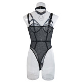 Sexy lace jumpsuit collar slim and comfortable steel ring