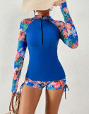 Swimsuit Sexy Plus Size Print Sun Protection Surf Suit Two Pieces Long Sleeve Swimsuit