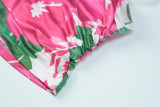 Tie Dye Print Summer Sexy Sleeveless Halter Neck Tank Top Skirt Women two piece set