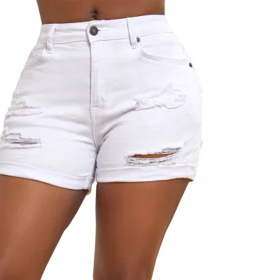 Sleek High Rise Slim Fit Stretch Ripped Denim Pants