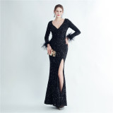 Long Sequins Plus Size Fat Beauty Formal Party Evening Dress